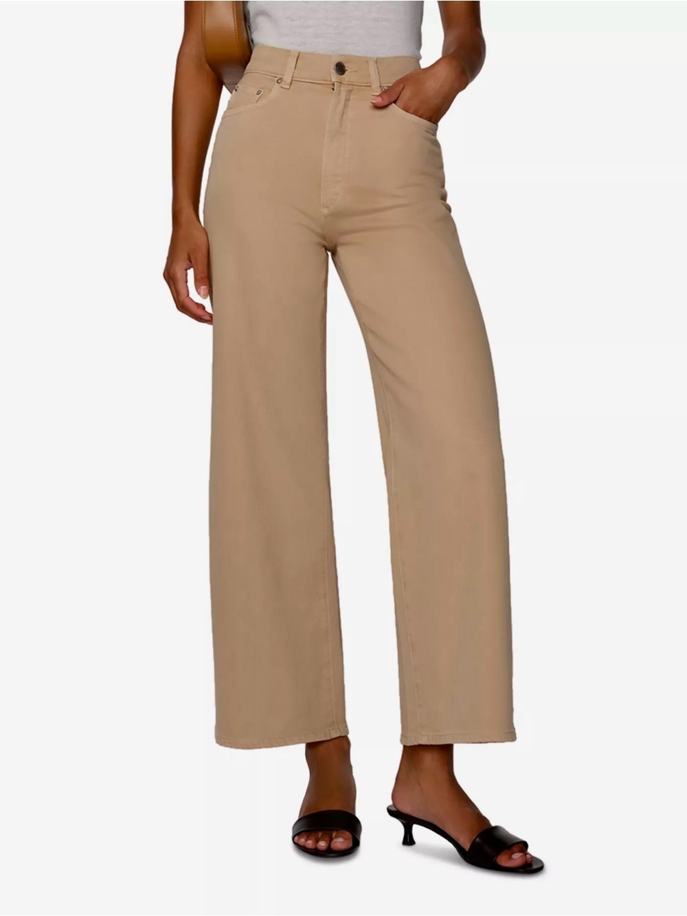NWT DL1961 Hepburn Wide Leg High Rise Ankle Pant in Almond Women's Size 32 L27
